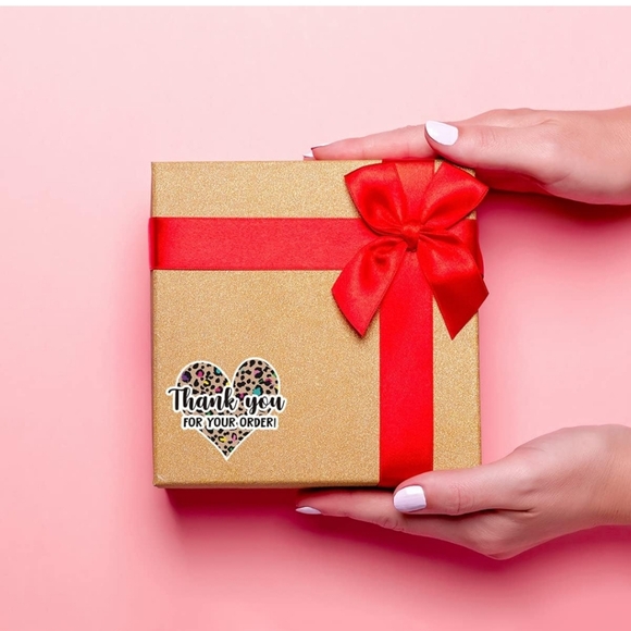 Leopard print heart thank you stickers - Picture 3 of 3